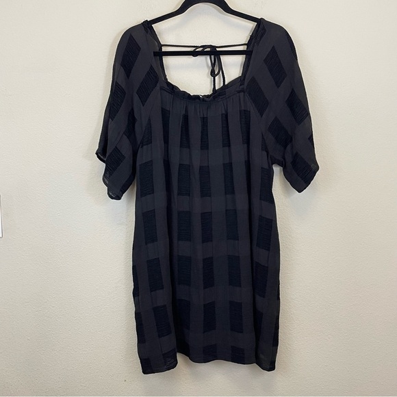 Entro Black Windowpane Square Neck Mini Dress Size‎ L - Picture 2 of 9